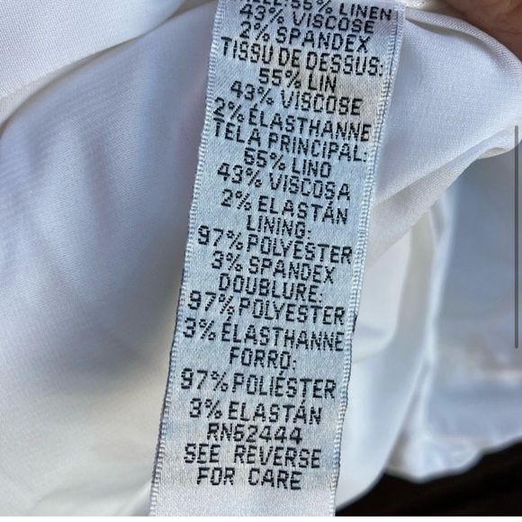 Nicole Miller Atelier White Linen sheath dress flattering ruching size 8 - Picture 5 of 7